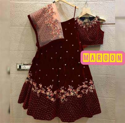 VISCOS VELVET WITH EMBROIDERY  WORK WITH RIVET MOTI WORK LEHNGHA