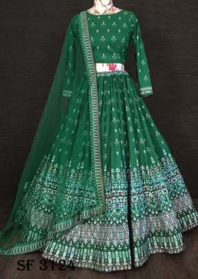 Vaishali Silk Lehenga In Green Color By LNB