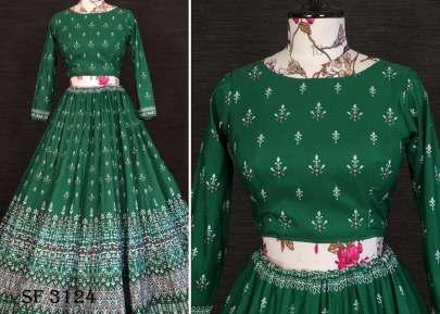 Vaishali Silk Lehenga In Green Color By LNB