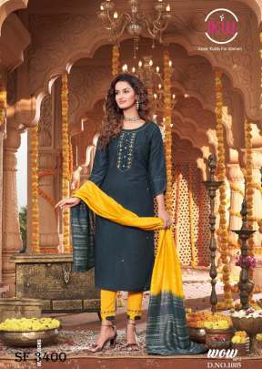 Wow Vol 3 Kurti Pant With Dupatta In 6 Design By IKW Designs