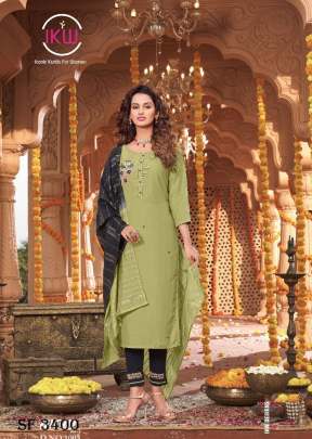 Wow Vol 3 Kurti Pant With Dupatta In 6 Design By IKW Designs