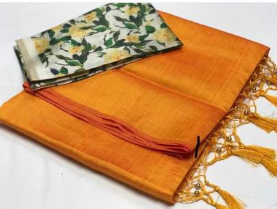 ZOYA SILK Digital printed yellow saree 