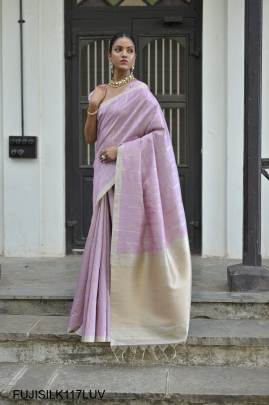 All Over Fine Zari Pure Soft Tussar Silk Saree in Lavender