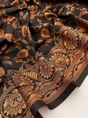 Amazing Black Soft Banarasi Silk Saree With Pretty Blouse Piece