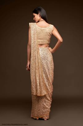 Ancient Ivory Georgette Multiple Sequence Embroidery The Starlite Sarees Vol 1 By Zeel Clothing