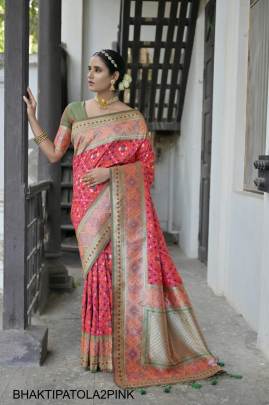 Banarasi Soft Silk Patola Saree in Pink