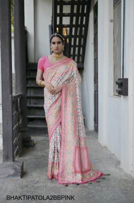 Banarasi Soft Silk Patola Saree in Baby Pink