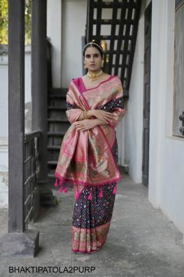 Banarasi Soft Silk Patola Saree in Purple