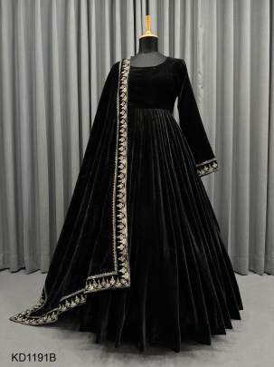 Black beautiful Designer Suit On havy Velvet KD-1191