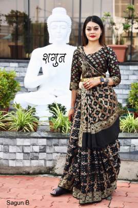 Black Beautiful Gharchola Bandhani Saree Catalog Sagun