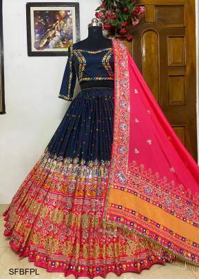 Black Featuring Printed Lehenga Choli In Heavy Butter Silk