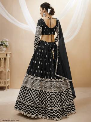 Black Georgette Sequence Zari Embroidered Work Lehenga Expression Vol 1 by Zeel Clothing