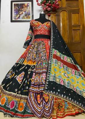 Black New Designer Printed Lahenga Choli