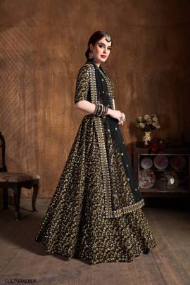 Black Raw Silk Lehenga Choli From Cultural by Zee Clothing