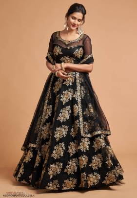 Black Soft Net Lehenga Choli From Neo Romantic Vol 2 by Zeel Clothing