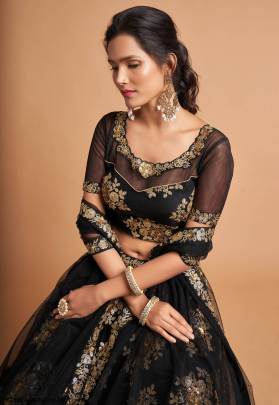 Black Soft Net Lehenga Choli From Neo Romantic Vol 2 by Zeel Clothing