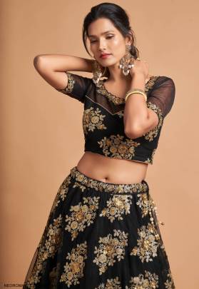 Black Soft Net Lehenga Choli From Neo Romantic Vol 2 by Zeel Clothing