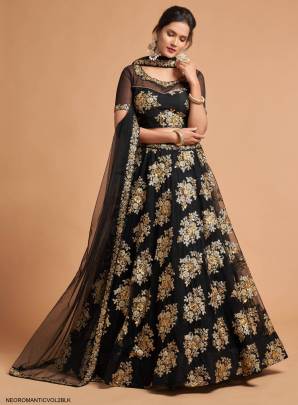 Black Soft Net Lehenga Choli From Neo Romantic Vol 2 by Zeel Clothing