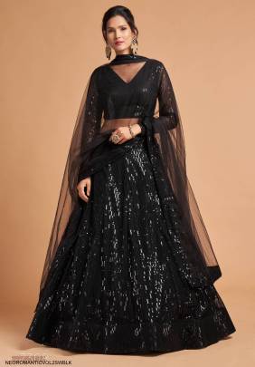 Black Soft Net with Sequence Work Lehenga Choli From Neo Romantic Vol 2 by Zeel Clothing