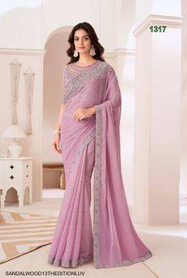  Blossom Silver Chiffon Saree in Lavender