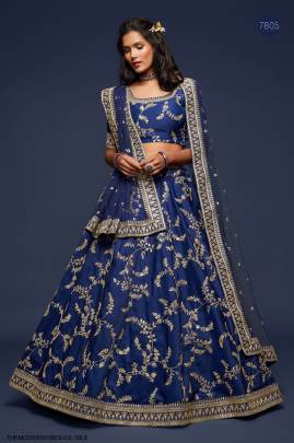 Blue Art Silk Lehenga Choli From The Modern Vibes Vol 1 by Zeel Clothing