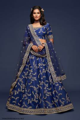 Blue Art Silk Lehenga Choli From The Modern Vibes Vol 1 by Zeel Clothing