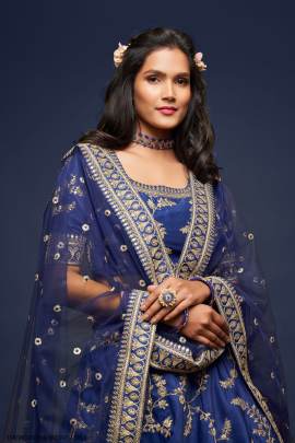 Blue Art Silk Lehenga Choli From The Modern Vibes Vol 1 by Zeel Clothing