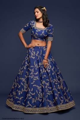 Blue Art Silk Lehenga Choli From The Modern Vibes Vol 1 by Zeel Clothing