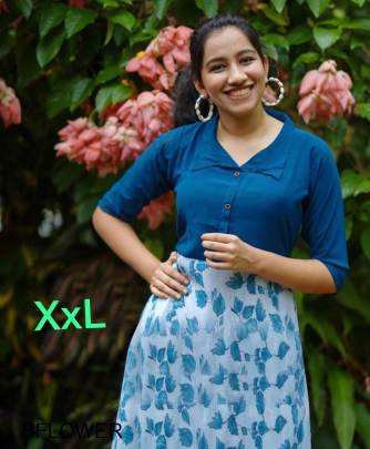 Blue Fancy Kurti Flower