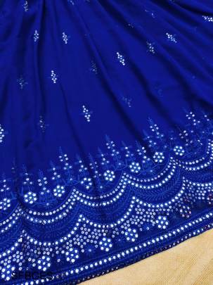 Blue Georgette Embroidered Suit Set