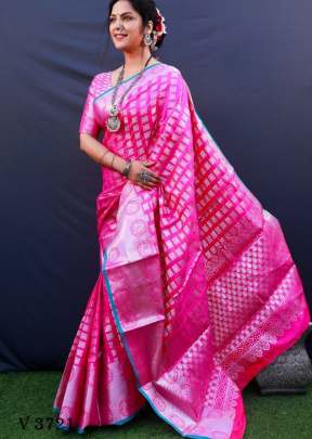 box silver Lichi Soft Silk Saree In Rani Color By Surati Fabric 