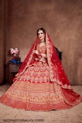 Carmine Red Mulberry Silk Lehenga Choli Neo Traditional Vol 1 by Zeel Clothing