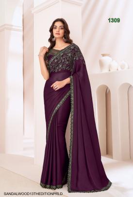 Cherry Sartin Chiffon Saree in Dark Purple