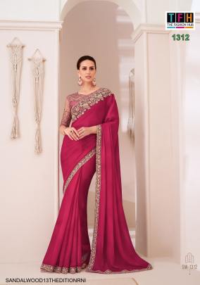 Cherry Sartin Chiffon Saree in Rani