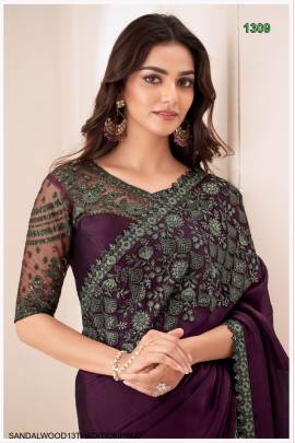 Cherry Sartin Chiffon Saree in Dark Purple