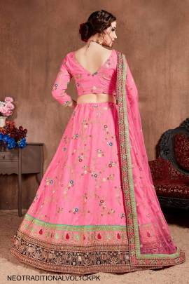 Cupcake Pink Mulberry Silk Lehenga Choli Neo Traditional Vol 1 by Zeel Clothing