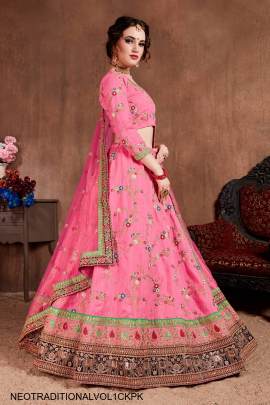 Cupcake Pink Mulberry Silk Lehenga Choli Neo Traditional Vol 1 by Zeel Clothing