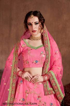 Cupcake Pink Mulberry Silk Lehenga Choli Neo Traditional Vol 1 by Zeel Clothing