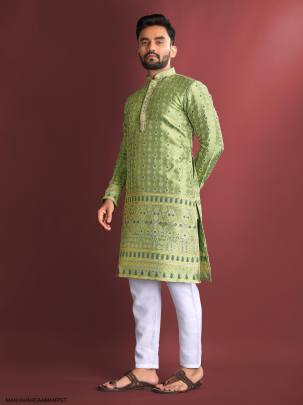 Daaman Concept Kurta For Men in Green