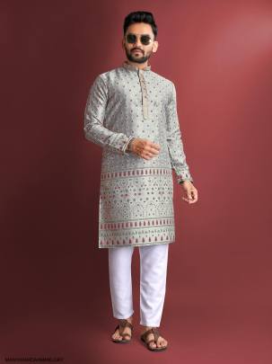 Daaman Concept Kurta For Men in Light Grey