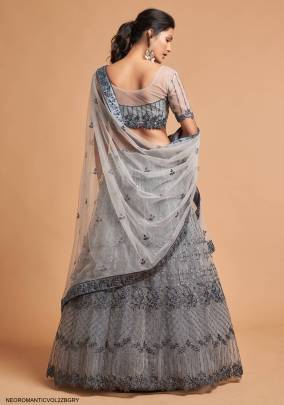 Dark Grey Lehenga Choli From Neo Romantic Vol 2 by Zeel Clothing