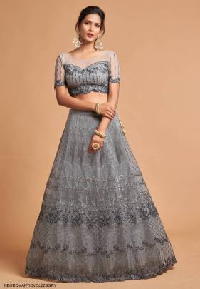 Dark Grey Lehenga Choli From Neo Romantic Vol 2 by Zeel Clothing