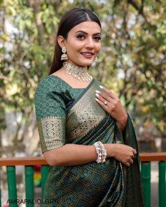 Dazzling Bandhej Patola Silk Saree in Olive Green