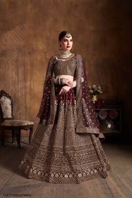 Deep Maroon Raw Silk Lehenga Choli From Cultural by Zee Clothing