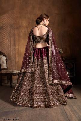 Deep Maroon Raw Silk Lehenga Choli From Cultural by Zee Clothing