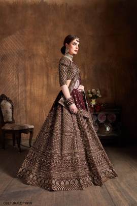 Deep Maroon Raw Silk Lehenga Choli From Cultural by Zee Clothing