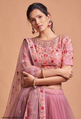 Dusty Pink Lehenga Choli From Neo Romantic Vol 2 by Zeel Clothing