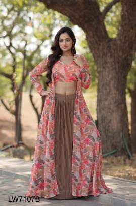 Equisite Lehnga Choli With Shrug In Brown