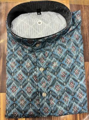 Festival Special Dark Blue Print Kurta Pyjama For Men