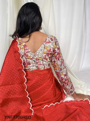 Gadhawal Chex Wedding Wear Saree in Red